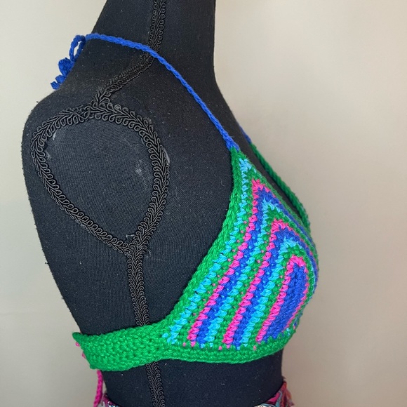Crochet Bra bikini top, Handmade By Seller, cotton yarn washable swim - Picture 8 of 13